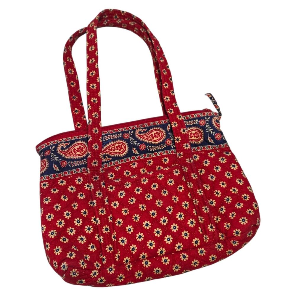 Vera Bradley Americana Red Petite Villager Tote Bag Vintage Retired Paisley